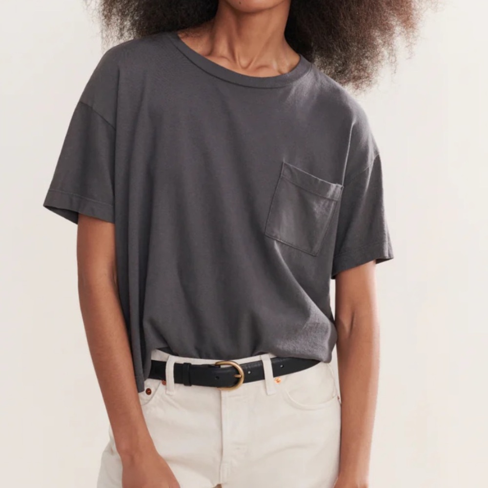 NWT JENNI KAYNE Vintage Pocket Tee in Charcoal - XS
